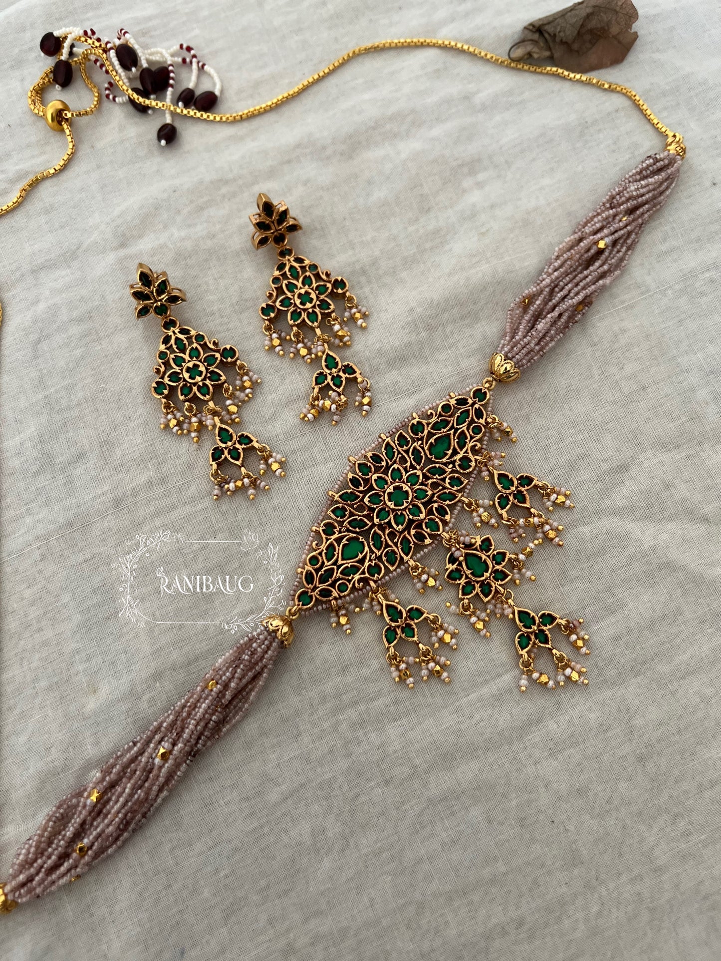 Padmini Traditional Heritage Temple Necklace Jewellery Set By Ranibaug Wiith Earrings