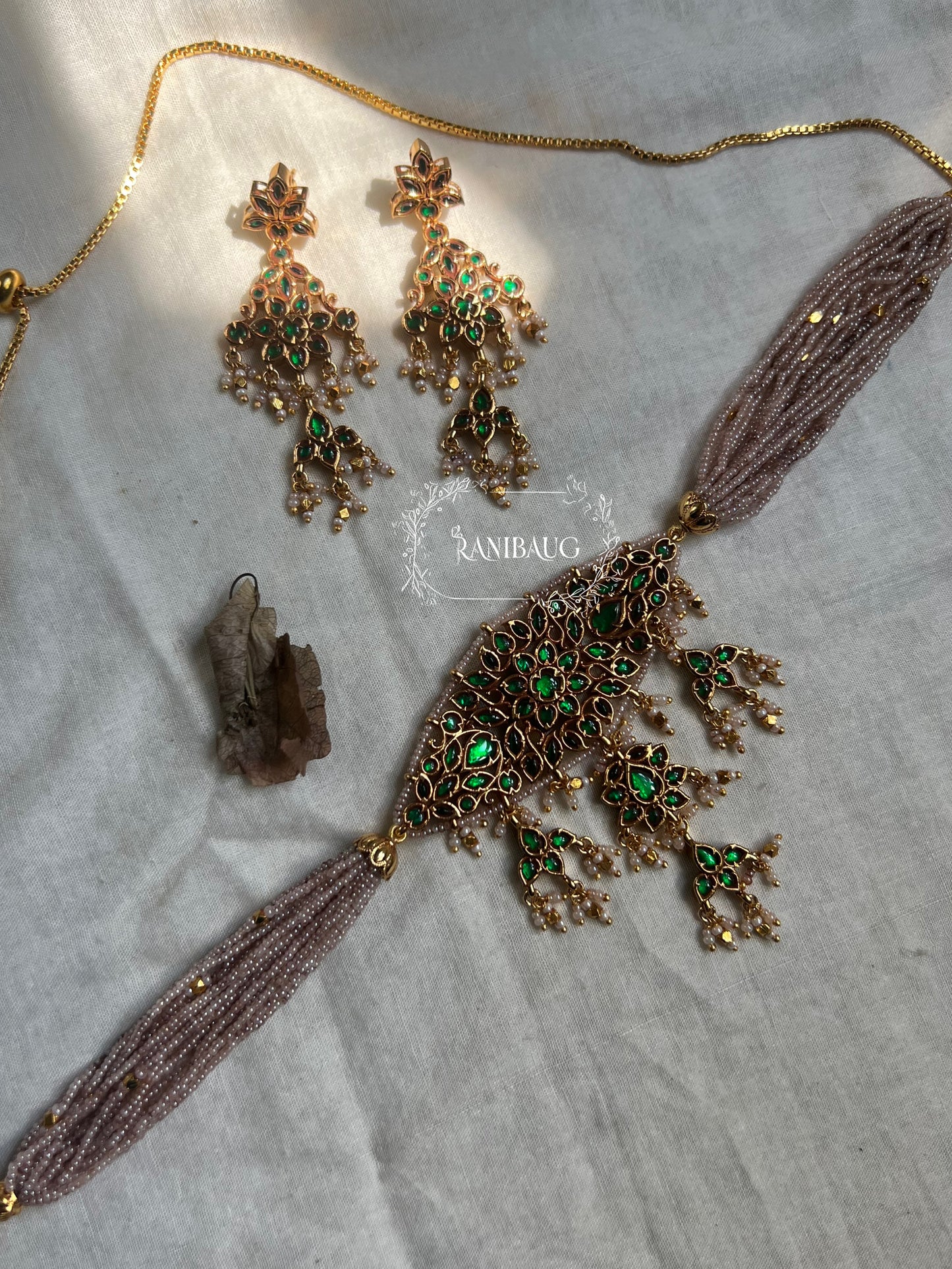 Padmini Traditional Heritage Temple Necklace Jewellery Set By Ranibaug Wiith Earrings