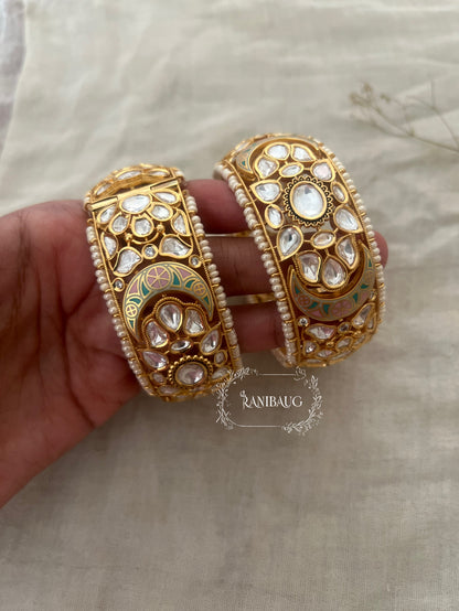 Palak Gold Kundan Bangles For Wedding By Ranibaug