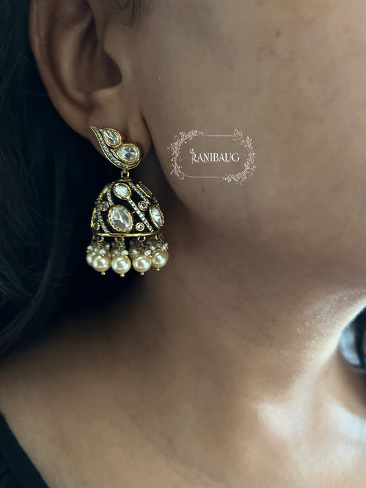 Palki Ethnic Kundan Pearl Jhumki Earrings | Ranibaug