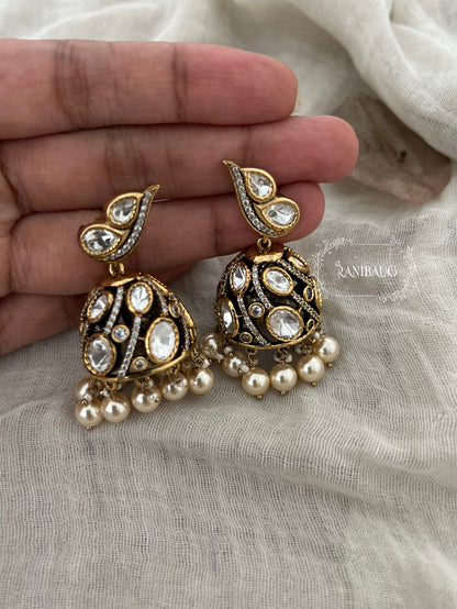 Palki Ethnic Kundan Pearl Jhumki Earrings | Ranibaug