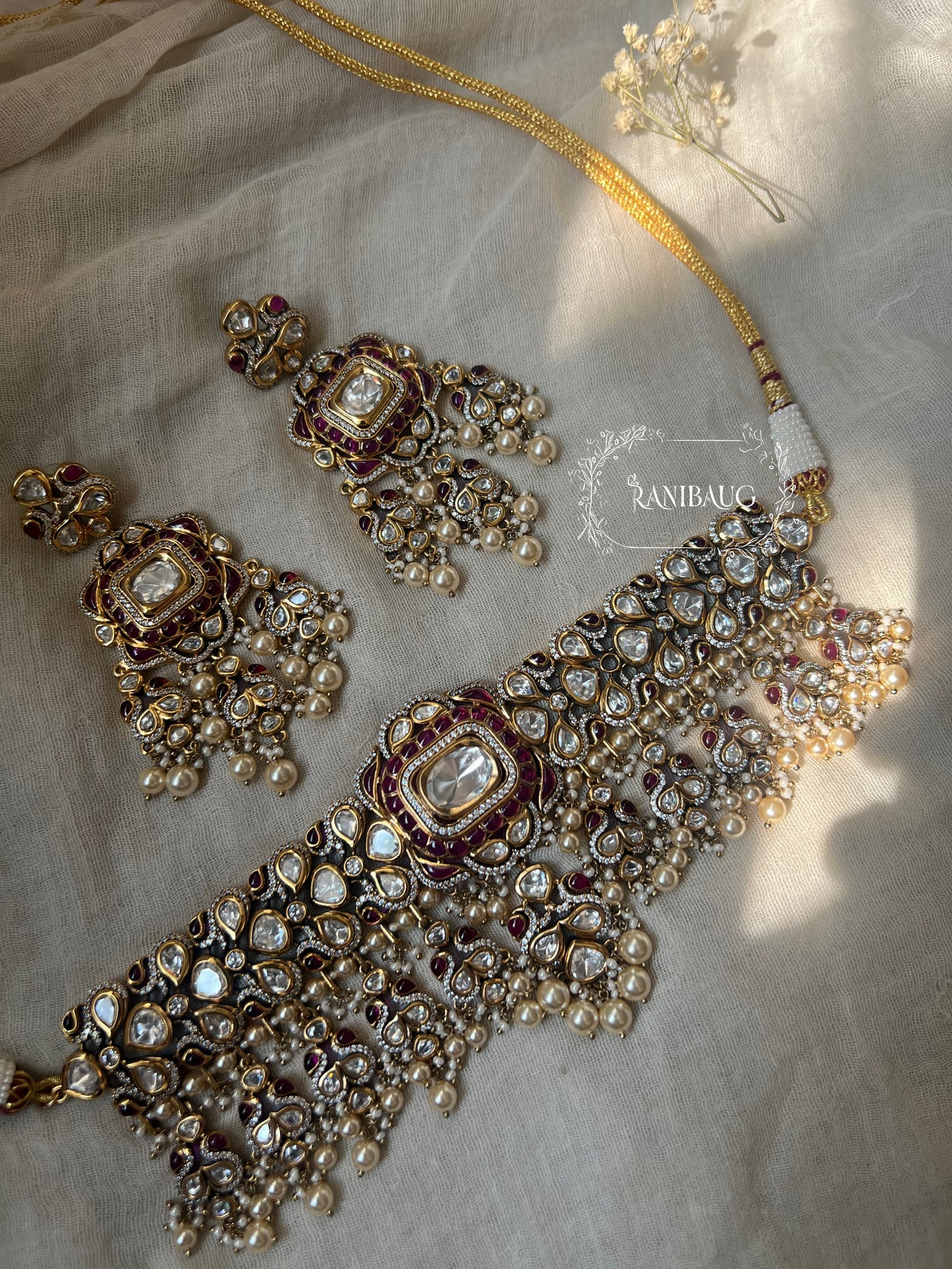 Pankhuree Jharokha Polki Kundan Pearl Heavy Festive Choker Set By Ranibaug