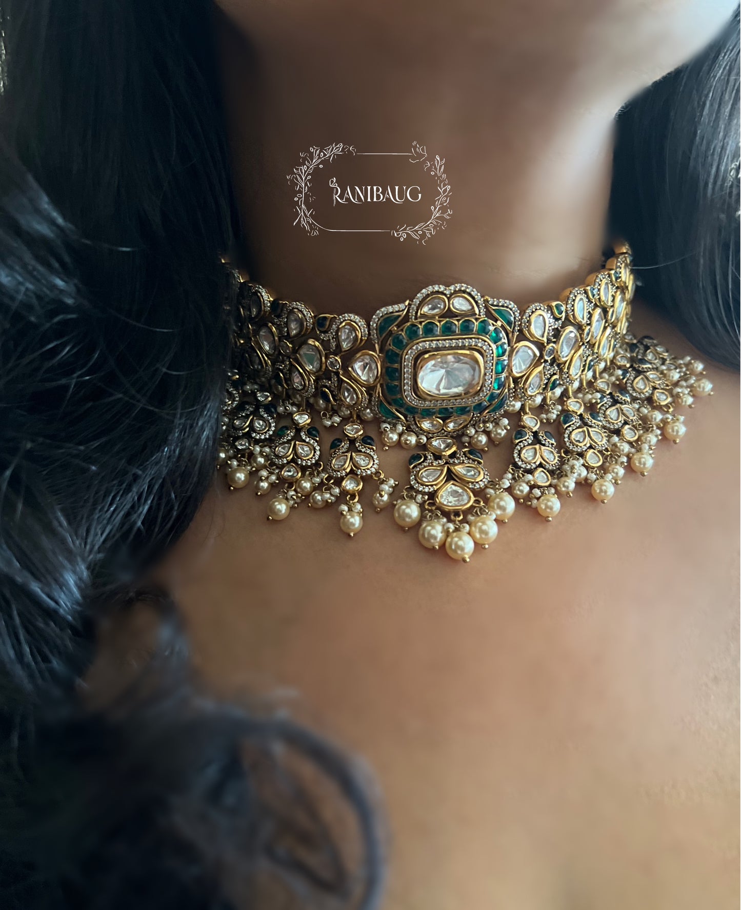 Pankhuree Jharokha Polki Kundan Pearl Heavy Festive Choker Set By Ranibaug