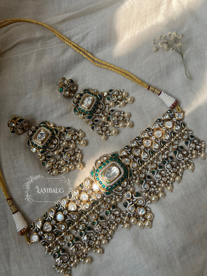 Pankhuree Jharokha Polki Kundan Pearl Heavy Festive Choker Set By Ranibaug