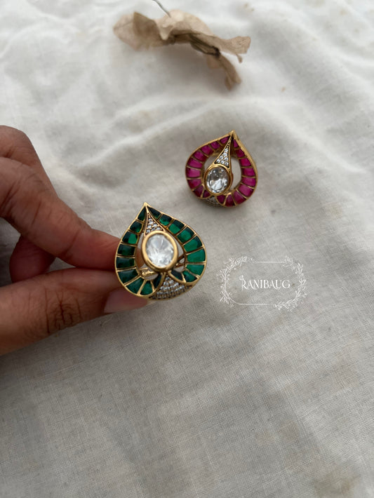 Pankhuri Kundan Stud Finger Ring Jewellery By Ranibaug