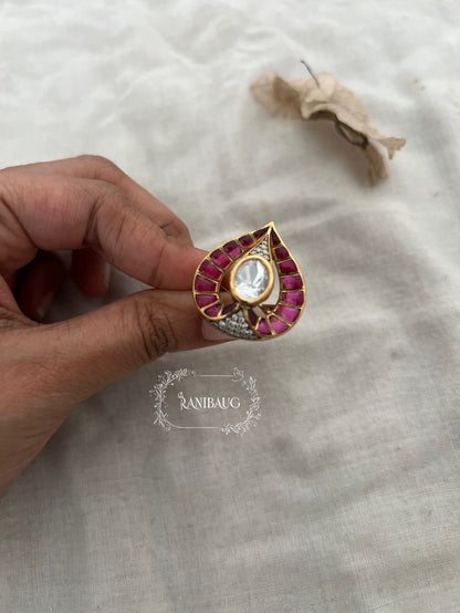 Pankhuri Kundan Stud Finger Ring Jewellery By Ranibaug