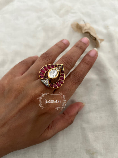 Pankhuri Kundan Stud Finger Ring Jewellery By Ranibaug