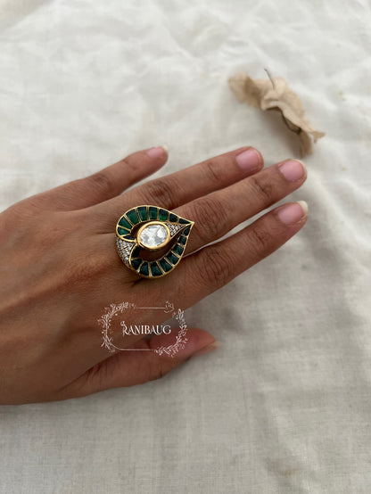 Pankhuri Kundan Stud Finger Ring Jewellery By Ranibaug