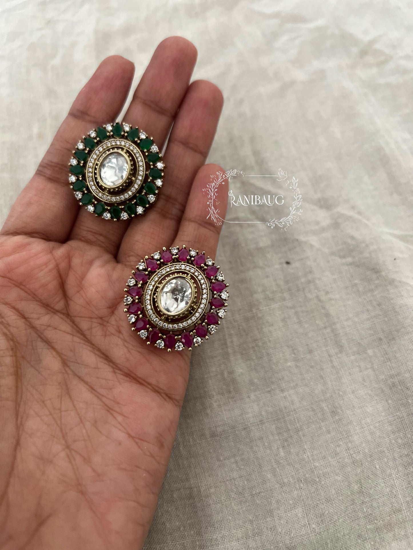 Pankti Small Traditional Round Rings In Kundan Motif By Ranibaug
