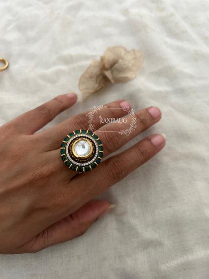 Pankti Small Traditional Round Rings In Kundan Motif By Ranibaug