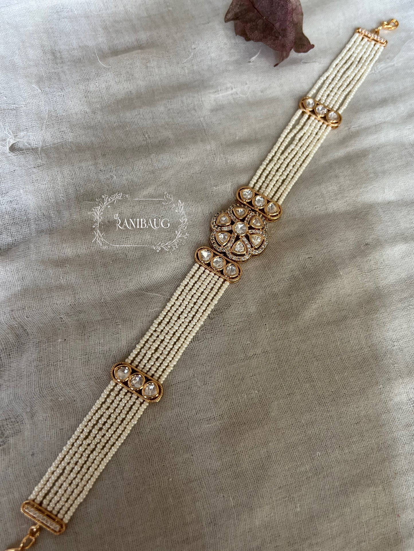 Pari Pearl Modern Victorian Finish Gold And Pearl Sheesh Patti By Ranibaug