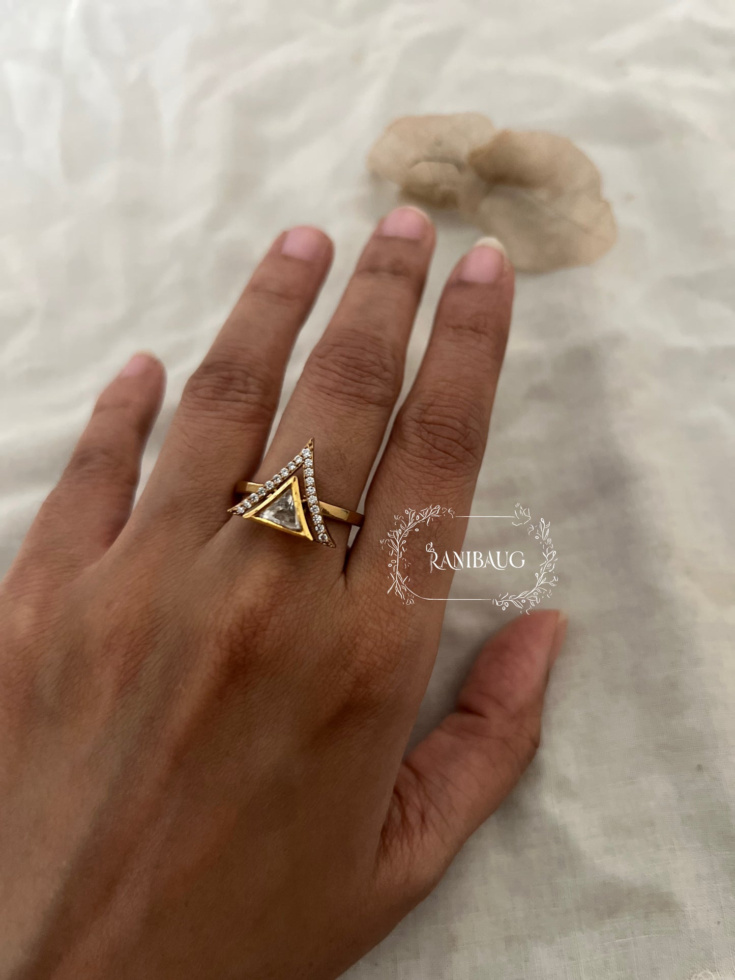 Paridhi Triangle Gold And Diamond Ring Jewelry By Ranibaug