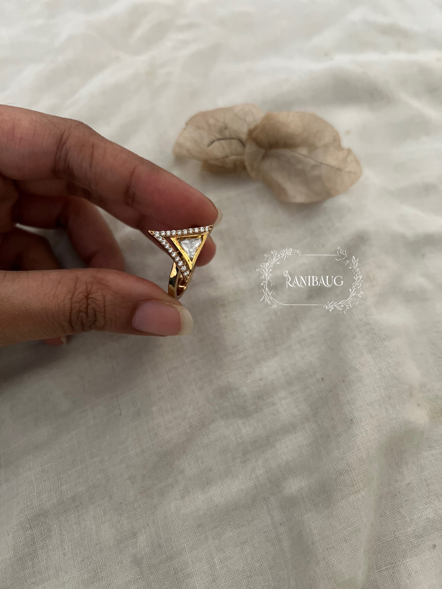 Paridhi Triangle Gold And Diamond Ring Jewelry By Ranibaug