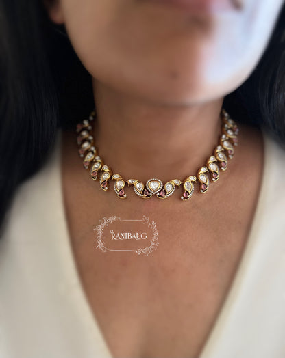 Pihu Bird Motif Polki Kundan Designer Necklace Set By Ranibaug | Minimal and Unique Necklace Set Collection 2025 2026