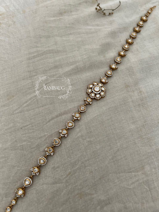 Pooja Minimal Polki Kundan Gold Sheesh Patti By Ranibaug