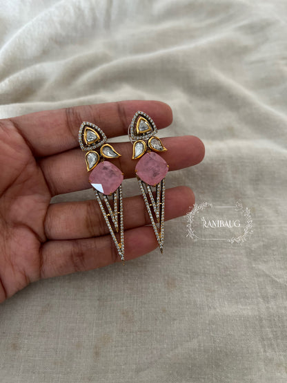 Poorvi Spike Drop Victorian Polki Gemstone Earrings By Ranibaug