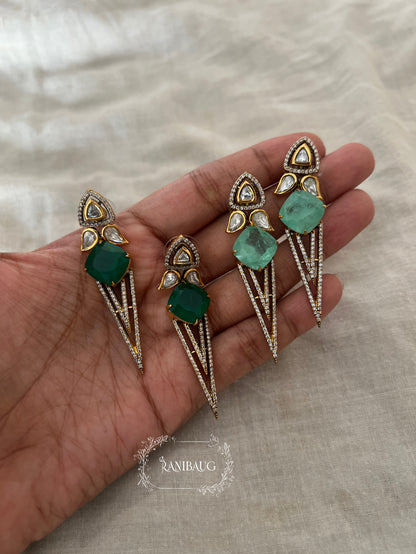 Poorvi Spike Drop Victorian Polki Gemstone Earrings By Ranibaug
