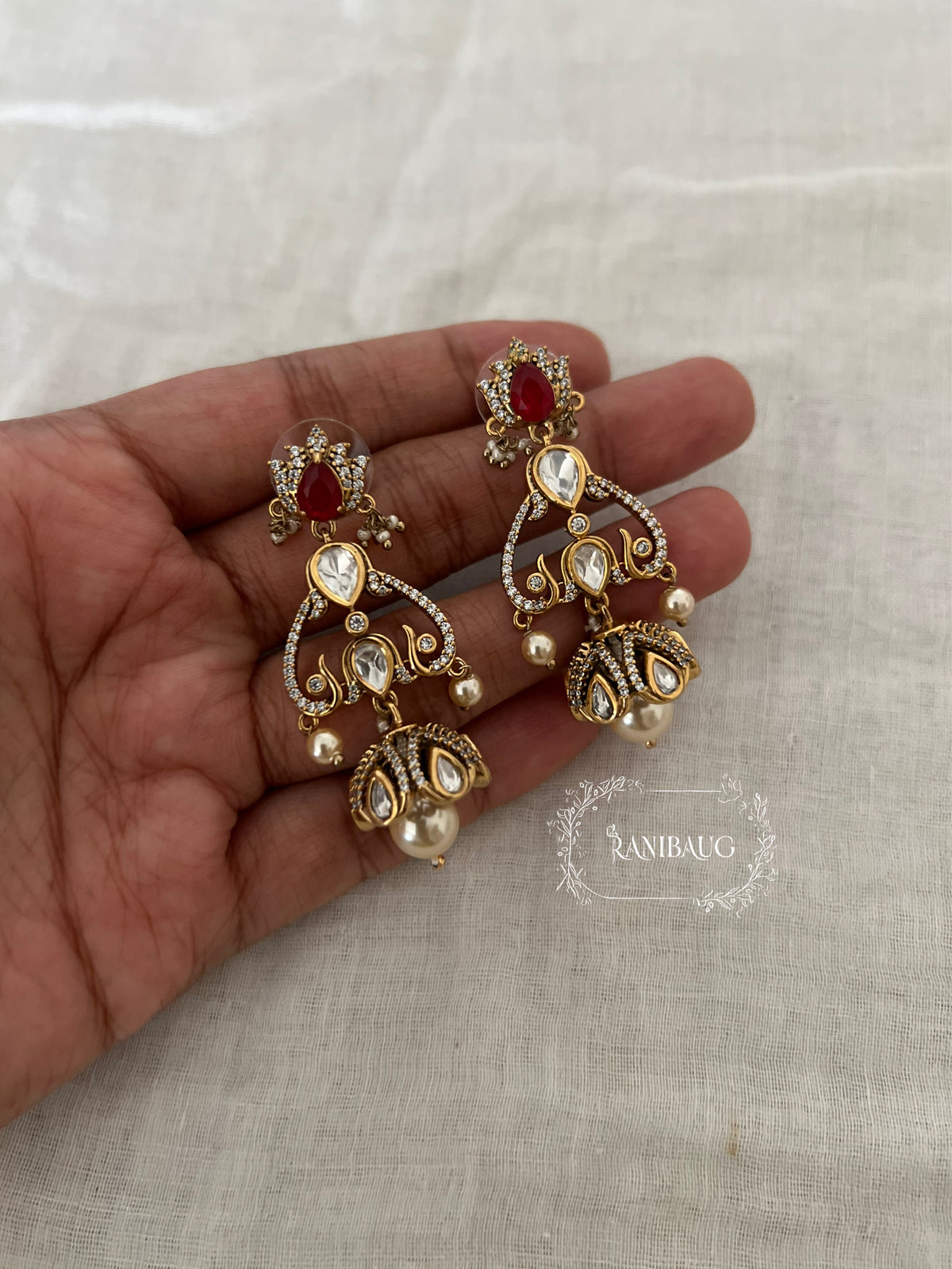 Prakshi Gold Finish Kundan Premium Festive Earring Jewelry By Ranibaug
