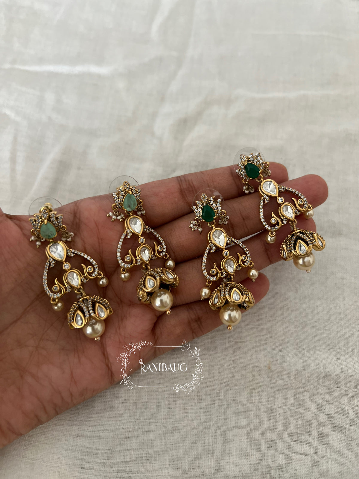 Prakshi Gold Finish Kundan Premium Festive Earring Jewelry By Ranibaug