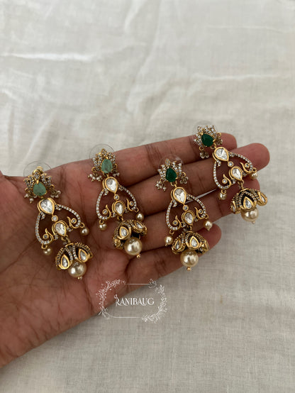 Prakshi Gold Finish Kundan Premium Festive Earring Jewelry By Ranibaug