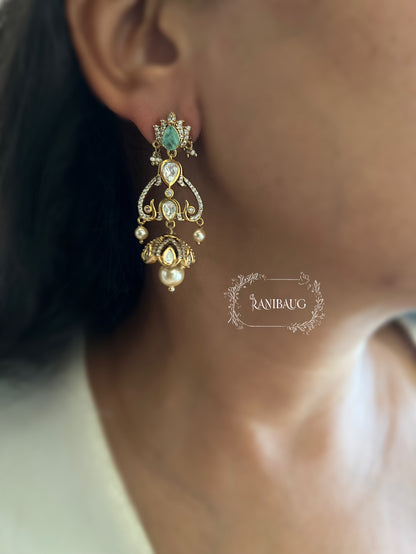 Prakshi Gold Finish Kundan Premium Festive Earring Jewelry By Ranibaug
