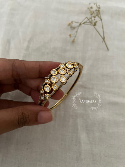 Praneeta Teardrop Polki Cluster Gold Finsh Designer Bracelet By Ranibaug
