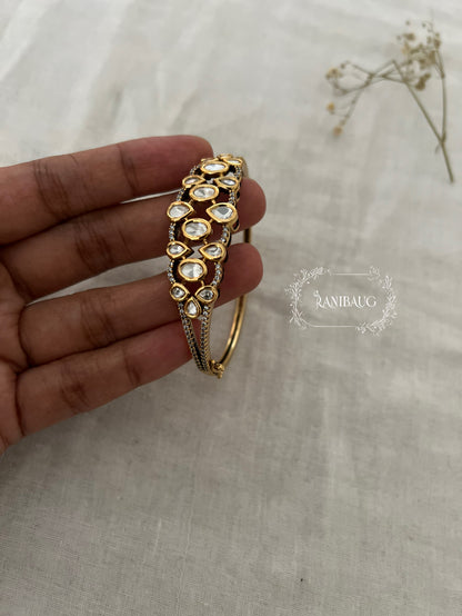 Praneeta Teardrop Polki Cluster Gold Finsh Designer Bracelet By Ranibaug