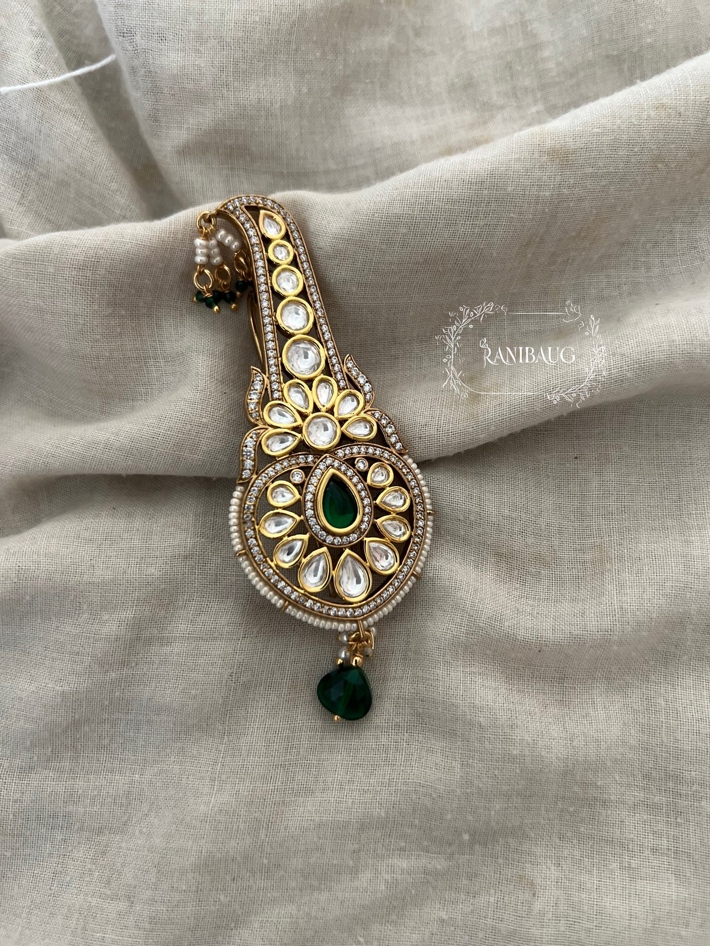 Prem Indian Traditional Polki Kundan Gold Plated Groom Kalgi Online By Ranibaug