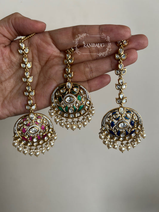 Prisha Polki Kundan Maangtikka Hair Accessory In Premium Gold Finish By Ranibaug