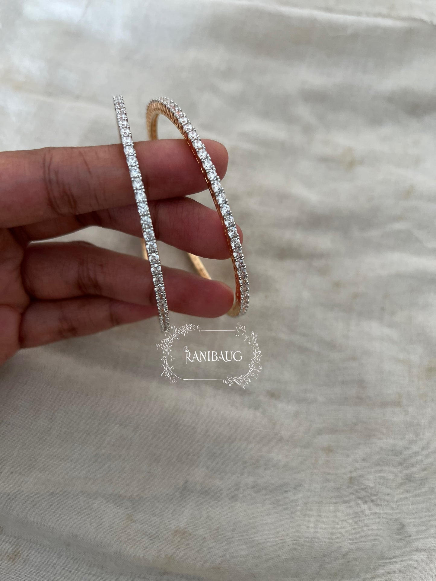 Pritisha Classic Simple Diamond Line Bangles By Ranibaug