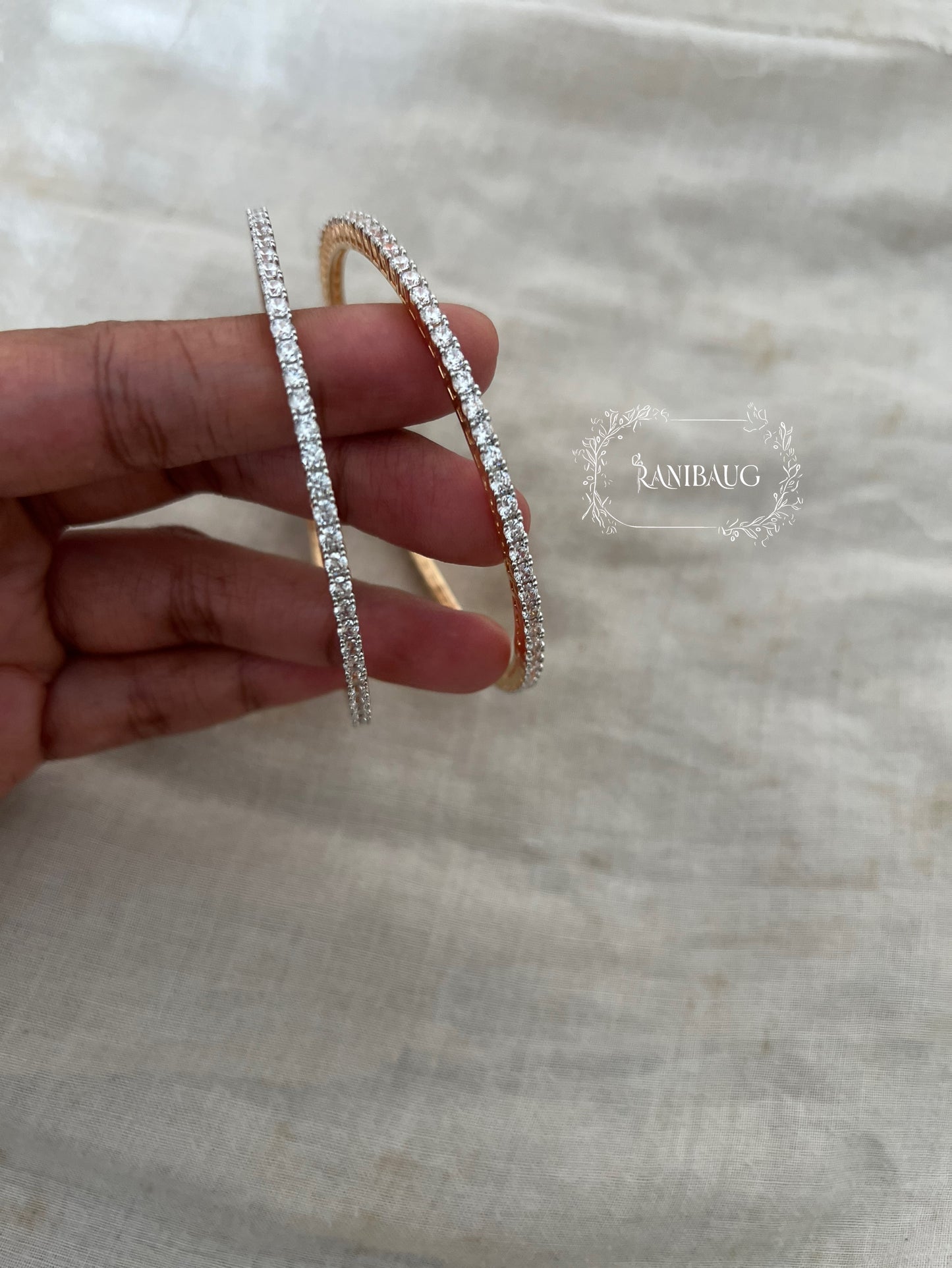Pritisha Classic Simple Diamond Line Bangles By Ranibaug