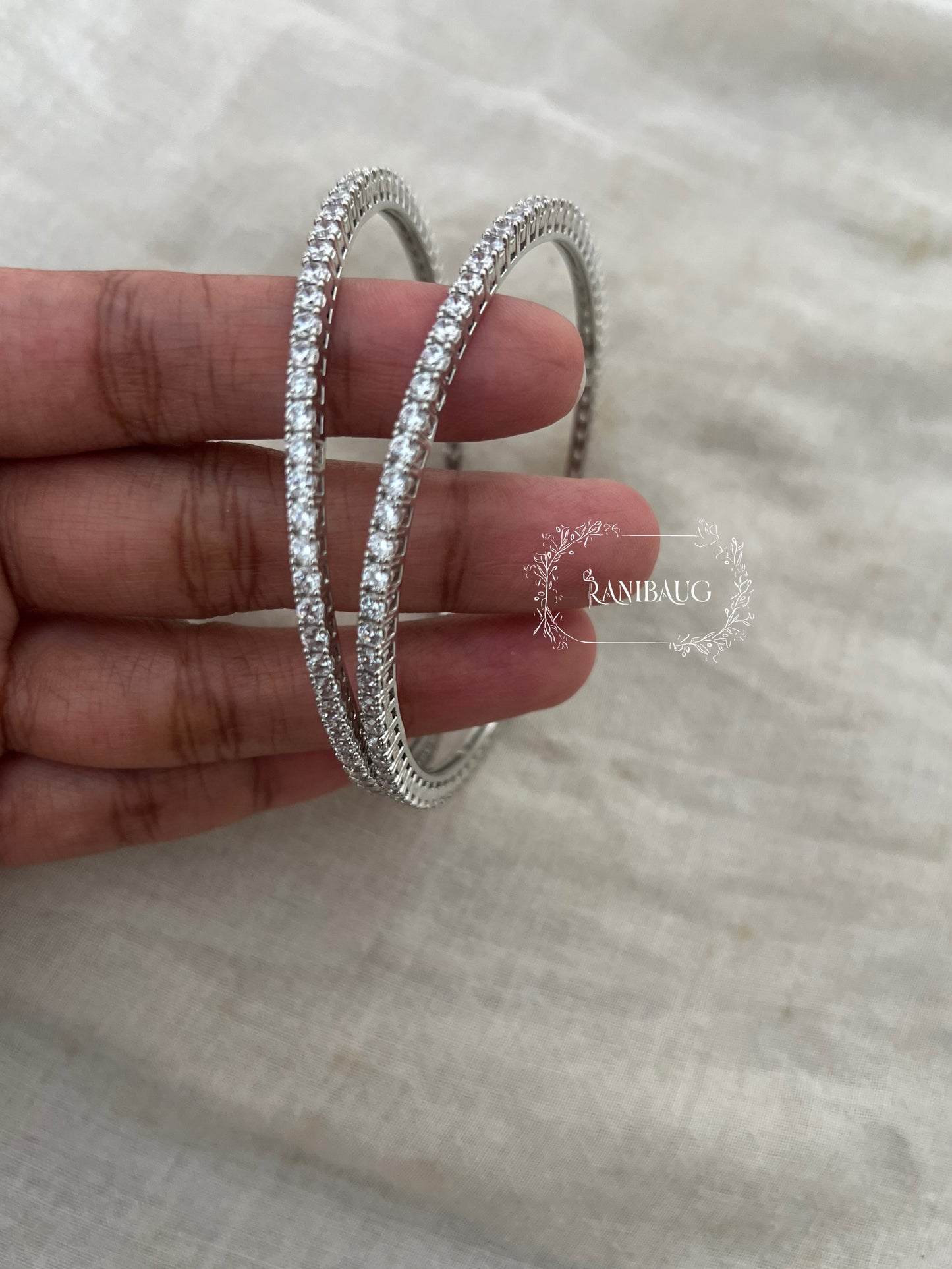 Pritisha Classic Simple Diamond Line Bangles By Ranibaug