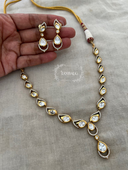 Priyanshi Gold Plated Polki Kundan Minimal Necklace Jewellery Set By Ranibaug | Usa Jewellery Set Trends 2026