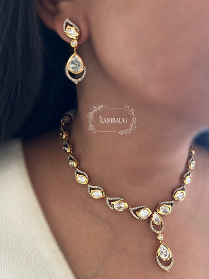 Priyanshi Gold Plated Polki Kundan Minimal Necklace Jewellery Set By Ranibaug | Usa Jewellery Set Trends 2026
