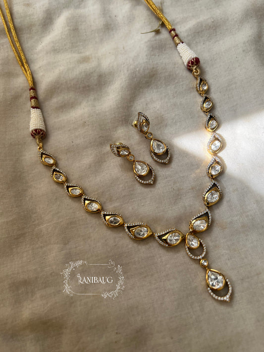 Priyanshi Gold Plated Polki Kundan Minimal Necklace Jewellery Set By Ranibaug | Usa Jewellery Set Trends 2026