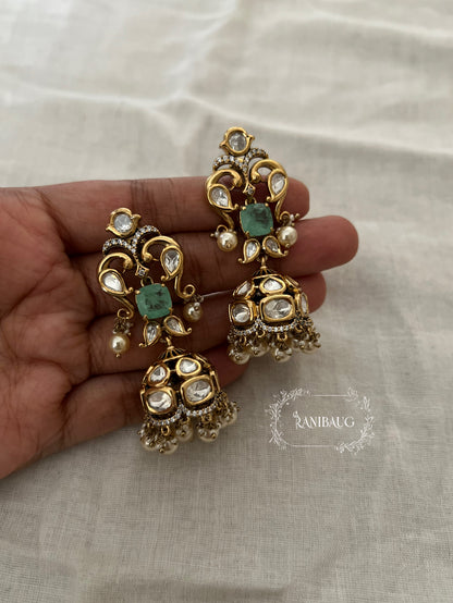 Purnima Festive Kundan Gold Finish Indian Designer Earrings By Ranibaug