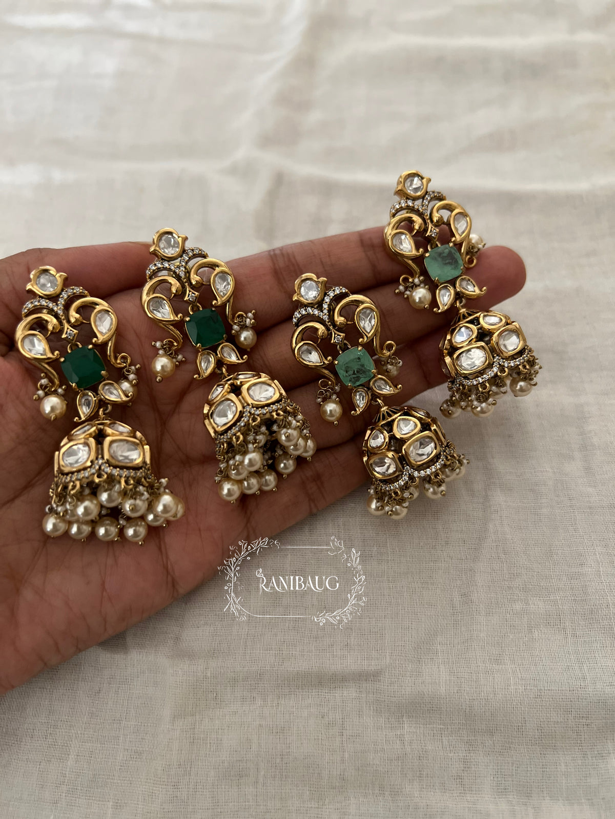 Purnima Festive Kundan Gold Finish Indian Designer Earrings By Ranibaug