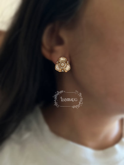 Purvika Polki Gold Finish Ear Studs Jewelry By Ranibaug