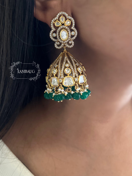Raag Ethnic Gold Plate Jhumka Earrings by Ranibaug