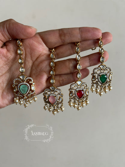 Radha Polki Kundan Pearl Adorned Gold Finish Festive Maang Tikka By Ranibaug