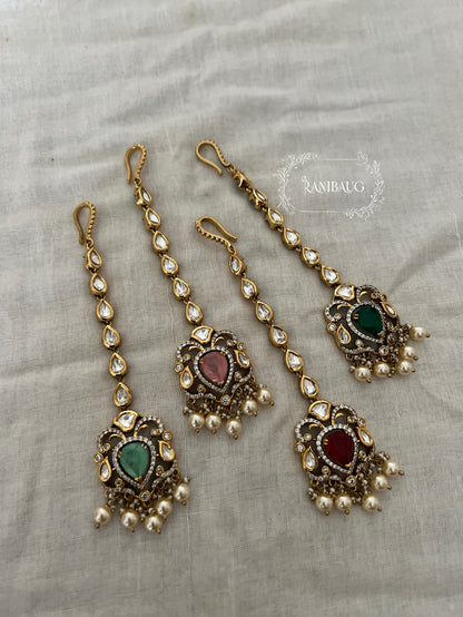 Radha Polki Kundan Pearl Adorned Gold Finish Festive Maang Tikka By Ranibaug