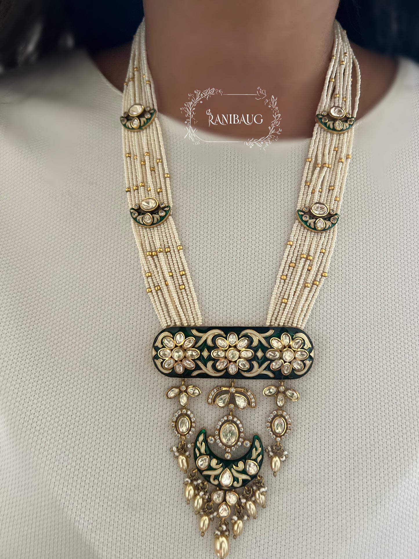 Ragini Meenakari Styled Kundan Studded Indian Traditional Necklace Jewellery Set By Ranibaug