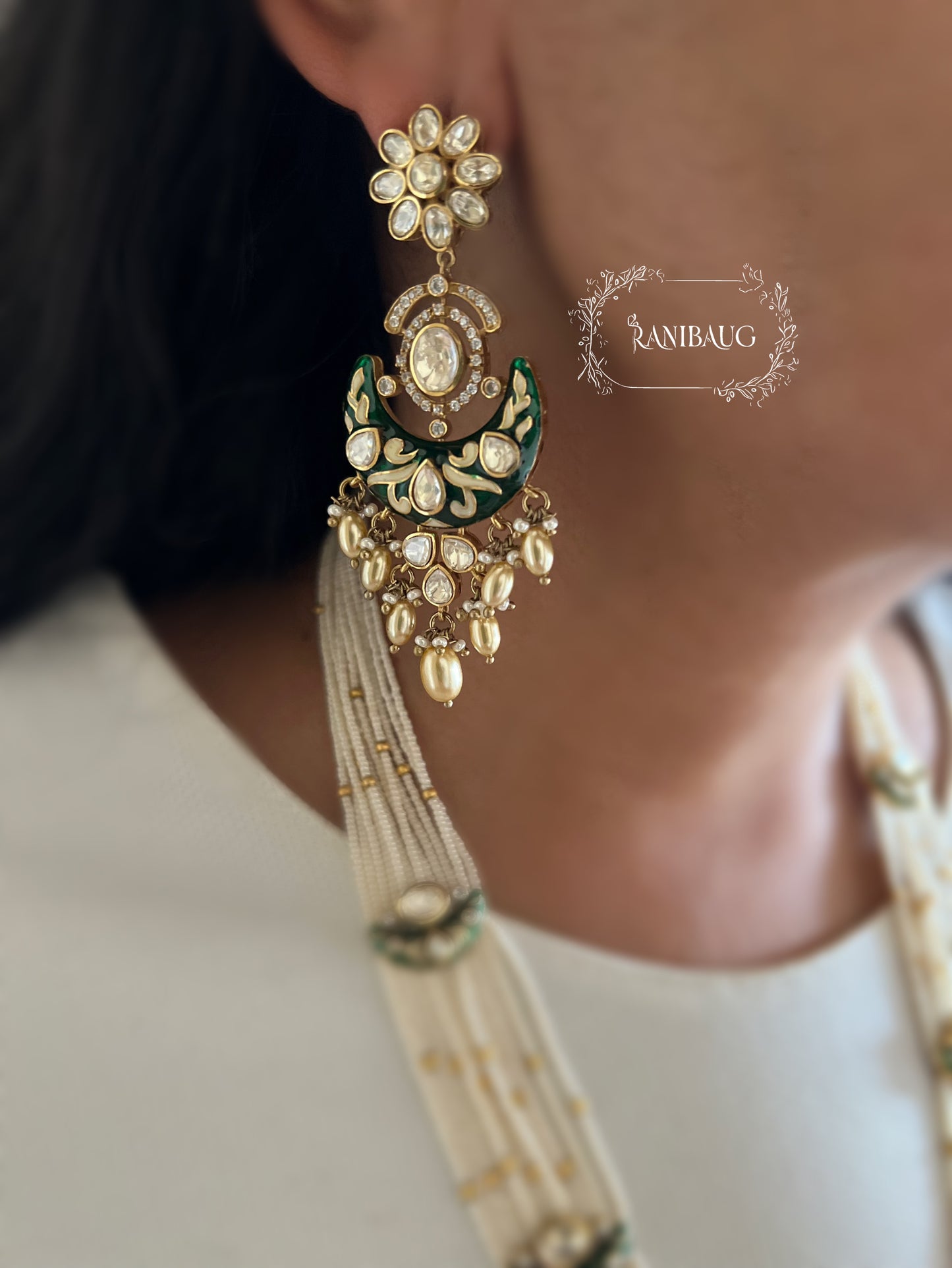 Ragini Meenakari Styled Kundan Studded Indian Traditional Necklace Jewellery Set By Ranibaug