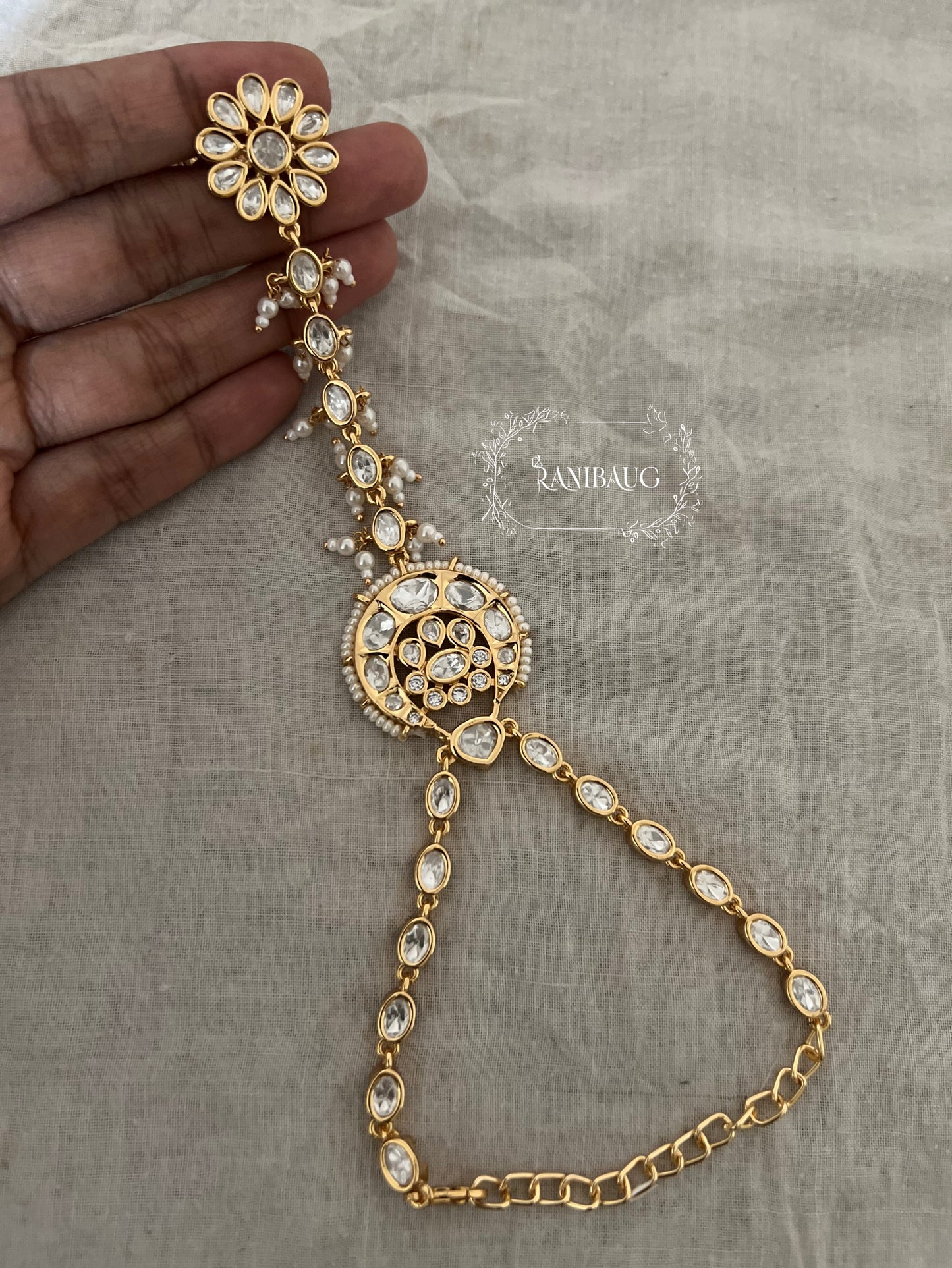 Raha Kundan Gold Hathphool Hand Jewelry | Ranibaug