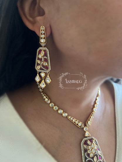 Rajeshwari Polki Kundan Gold Finish Necklace Set By Ranibaug Floral Meenakari | 2025 2026
