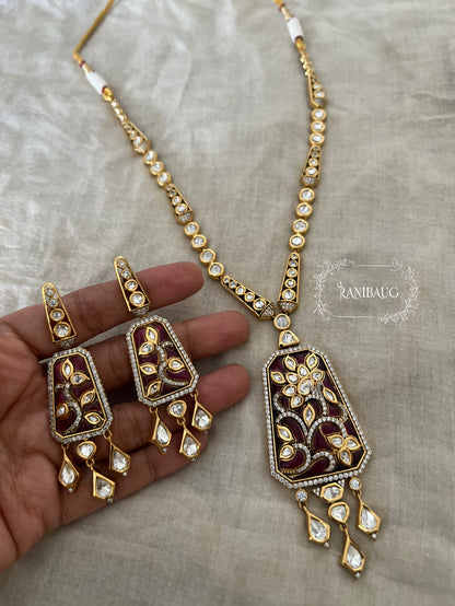 Rajeshwari Polki Kundan Gold Finish Necklace Set By Ranibaug Floral Meenakari | 2025 2026