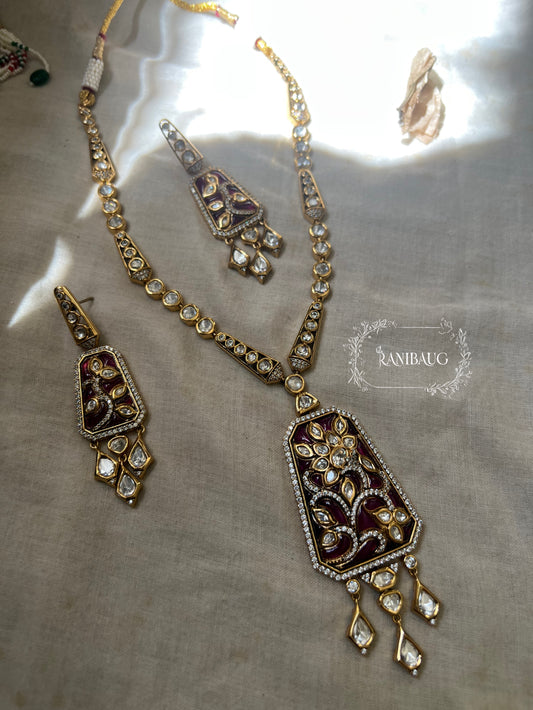 Rajeshwari Polki Kundan Gold Finish Necklace Set By Ranibaug Floral Meenakari | 2025 2026