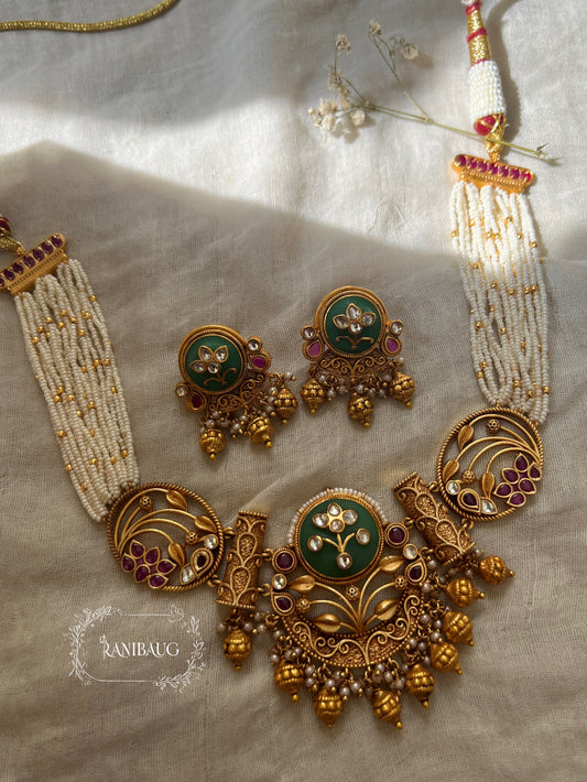 Rajkumari Traditional Heritage Gold And Pearl Jewellery Set By Ranibaug
