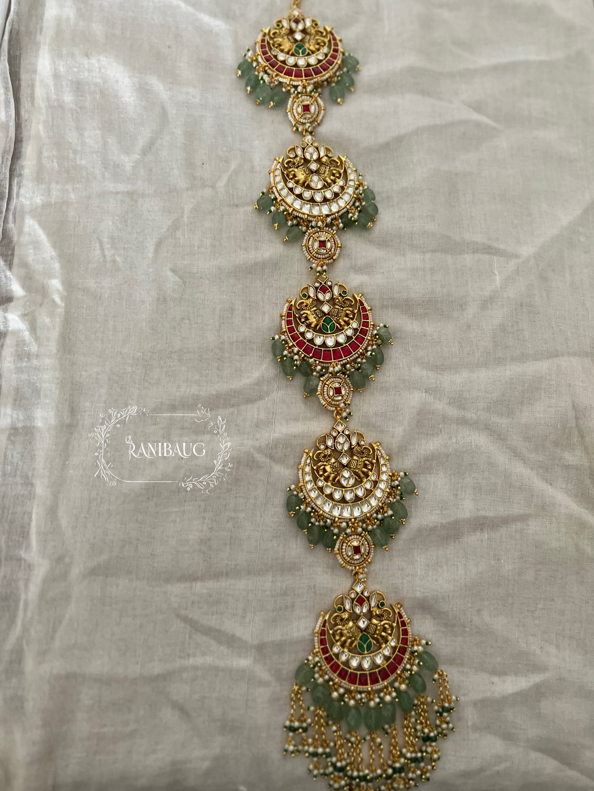 Rajrani Kundan Meenakari Beaded Gold Finish Choti Hair Accessory By Ranibaug