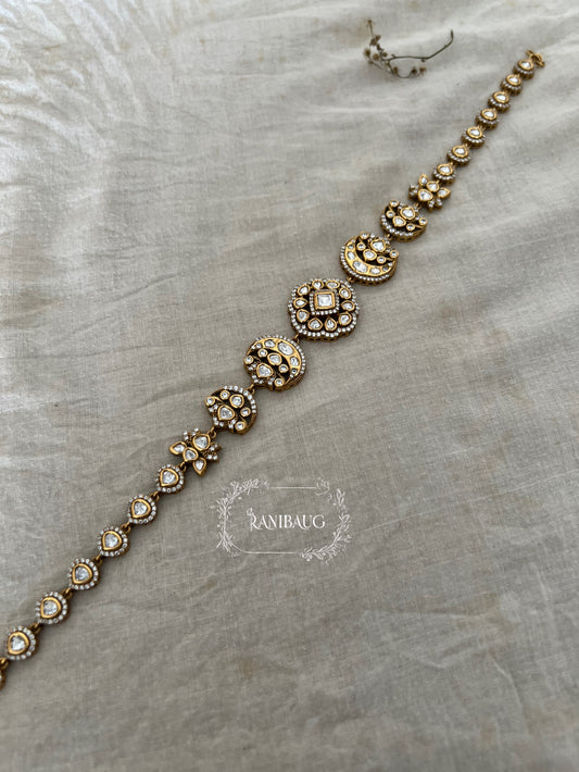 Rajshree Antique Gold Kundan Sheesh Patti For Women By Ranibaug
